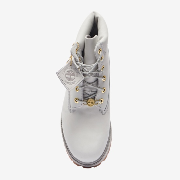 ♡BRAND NEW IN BOX Timberland™ Light Grey Genuine Nubuck Leather Boots♡ Size 5.5♡ - Picture 3 of 13